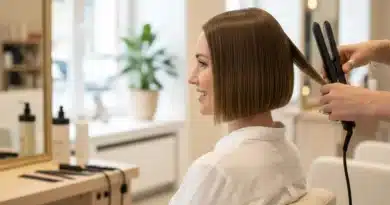 Frisurentrends: Titelbild einer Frau im Salon glätte sich die Haare